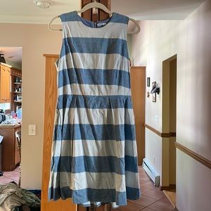 Lightly worn striped jean and white dress